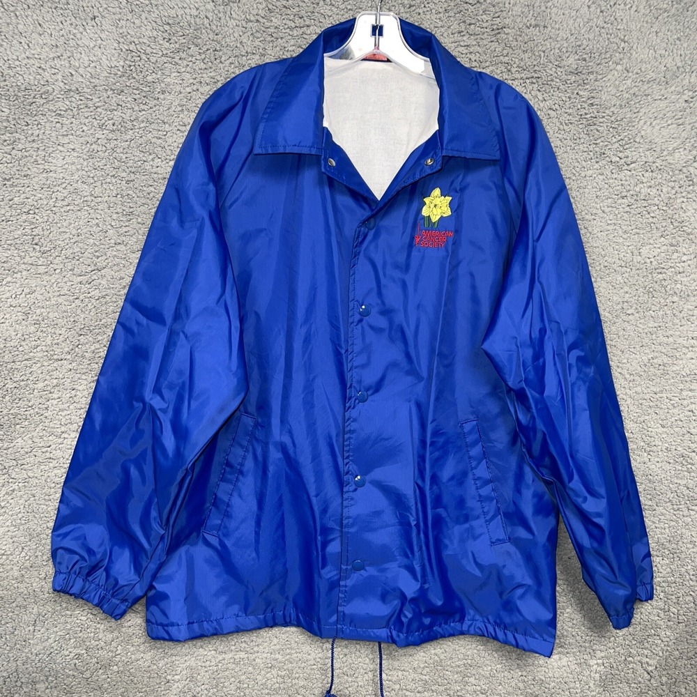 Vintage American Cancer Society Sportsmaster Jacket Men's Sz L Blue Harrington